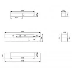 Loftscape Ensemble meubles TV Morioka - Blanc / Imitation noyer 19 Loftscape Ensemble meubles TV Morioka - Blanc / Imitation noyer -Meubles de salon Soldes 1000333622 220302 500 SKETCH DETAILS P000000001000333622 sketch