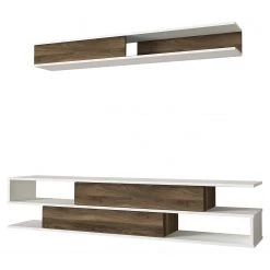 Loftscape Ensemble meubles TV Morioka - Blanc / Imitation noyer 15 Loftscape Ensemble meubles TV Morioka - Blanc / Imitation noyer -Meubles de salon Soldes 1000333622 220317 030 DETAILS P000000001000333622