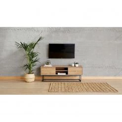 Red Living Meuble TV Tirano - Métal - Imitation noyer clair / Noir -Meubles de salon Soldes 1000333634 220302 020 MOOD DETAILS P000000001000333634 mood