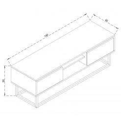 Red Living Meuble TV Tirano - Métal - Imitation noyer clair / Noir -Meubles de salon Soldes 1000333634 220302 500 SKETCH DETAILS P000000001000333634 sketch