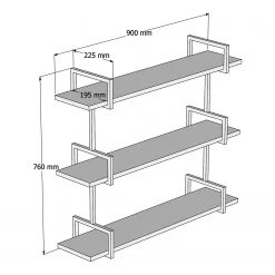 Red Living Tablette murale Ulm - Pin massif / Métal - Pin / Noir -Meubles de salon Soldes 1000333638 220302 500 SKETCH DETAILS P000000001000333638 sketch