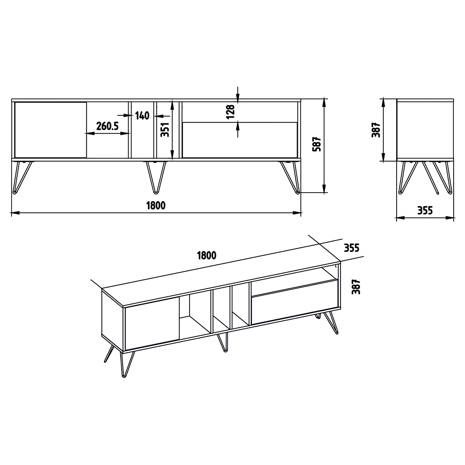 Red Living Meuble TV Vidago II - Imitation noyer / Anthracite 8 Red Living Meuble TV Vidago II - Imitation noyer / Anthracite – Image 6