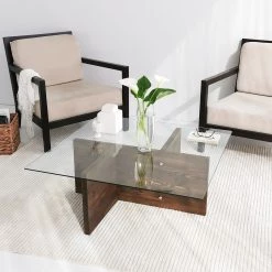 Loftscape Table basse Gran Rey - Verre / Noyer massif - Noyer -Meubles de salon Soldes 1000333701 220302 021 MOOD DETAILS P000000001000333701 mood