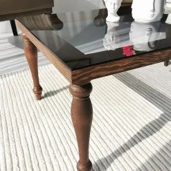 Ars Natura Table basse Tating - Verre / Noyer massif - Noir fumé / Noyer -Meubles de salon Soldes 1000333703 220302 030 DETAILS P000000001000333703