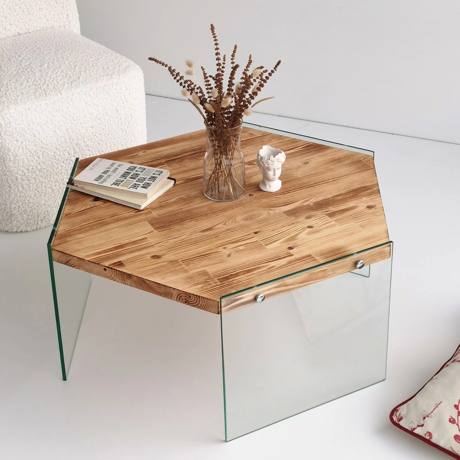 Loftscape Table basse Haditha - Verre / Pin massif 7 Loftscape Table basse Haditha - Verre / Pin massif – Image 5