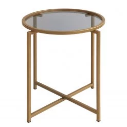 Loftscape Bout de canapé Guichen I - Verre / Métal - Noir fumé / Doré