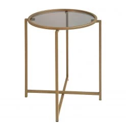 Loftscape Bout de canapé Guichen II - Verre / Métal - Noir fumé / Doré