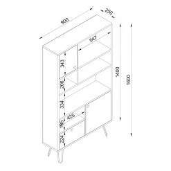 Loftscape Étagère Kerrang - Imitation noyer / Anthracite / Blanc -Meubles de salon Soldes 1000333719 220302 500 SKETCH DETAILS P000000001000333719 sketch