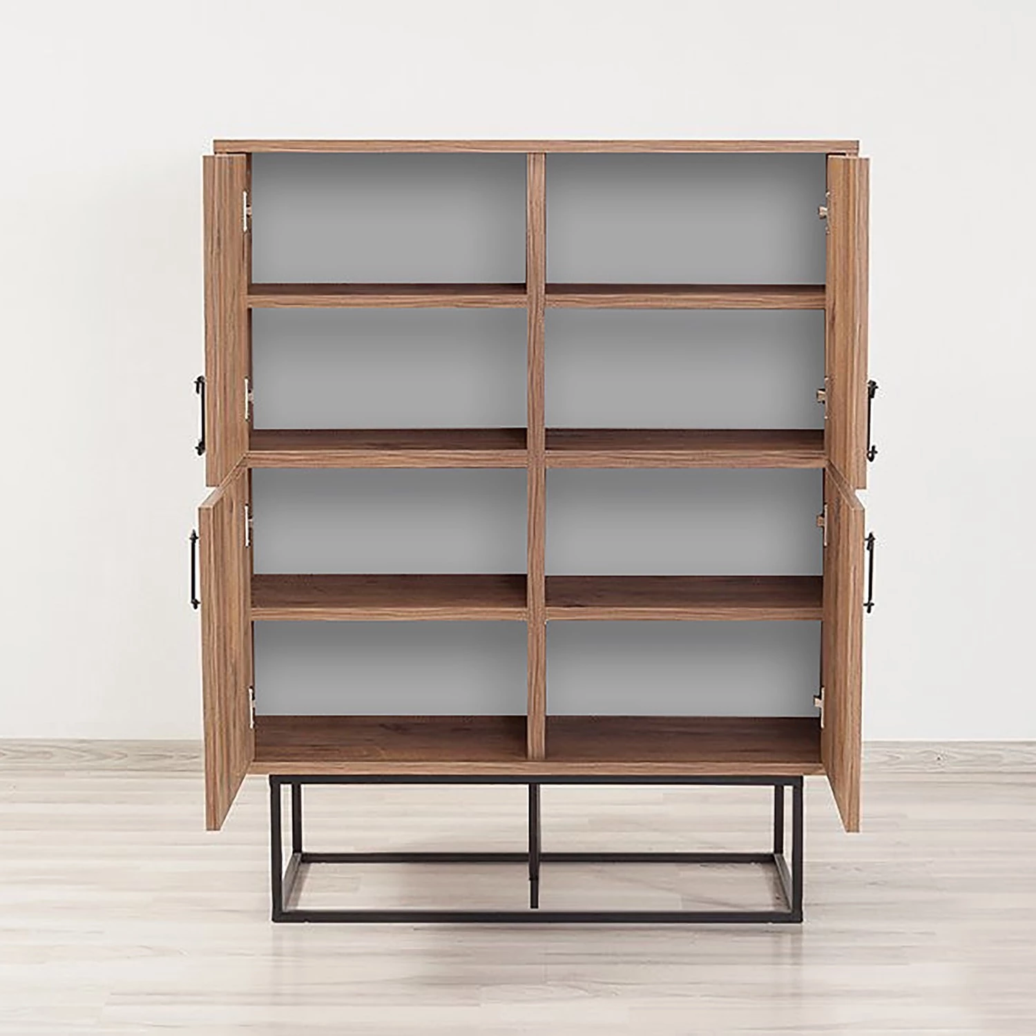 Red Living Buffet haut Yopal - Métal - Imitation chêne / Noir 6 Red Living Buffet haut Yopal - Métal - Imitation chêne / Noir – Image 4