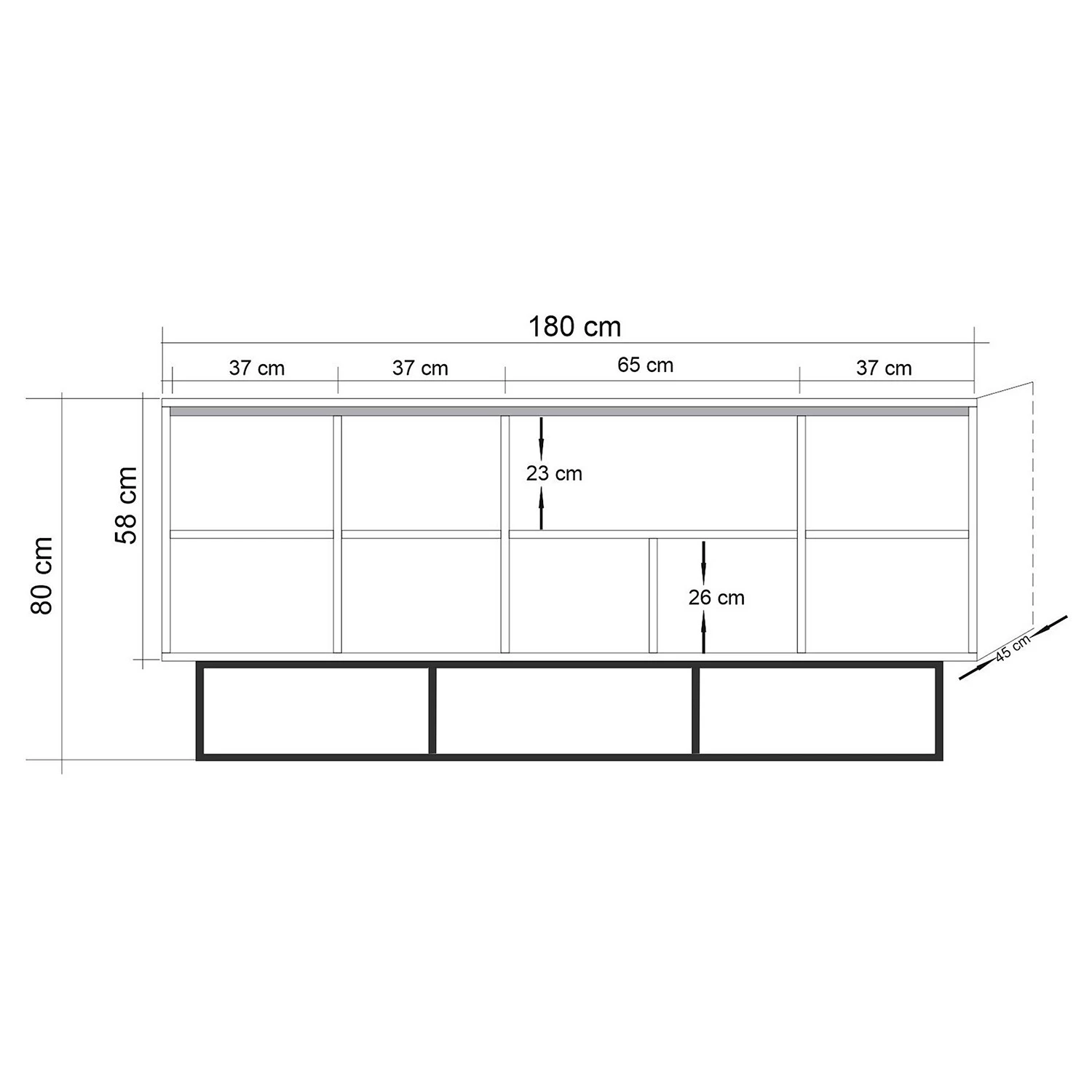 Red Living Buffet Yopal II - Métal - Imitation chêne / Noir 9 Red Living Buffet Yopal II - Métal - Imitation chêne / Noir – Image 7