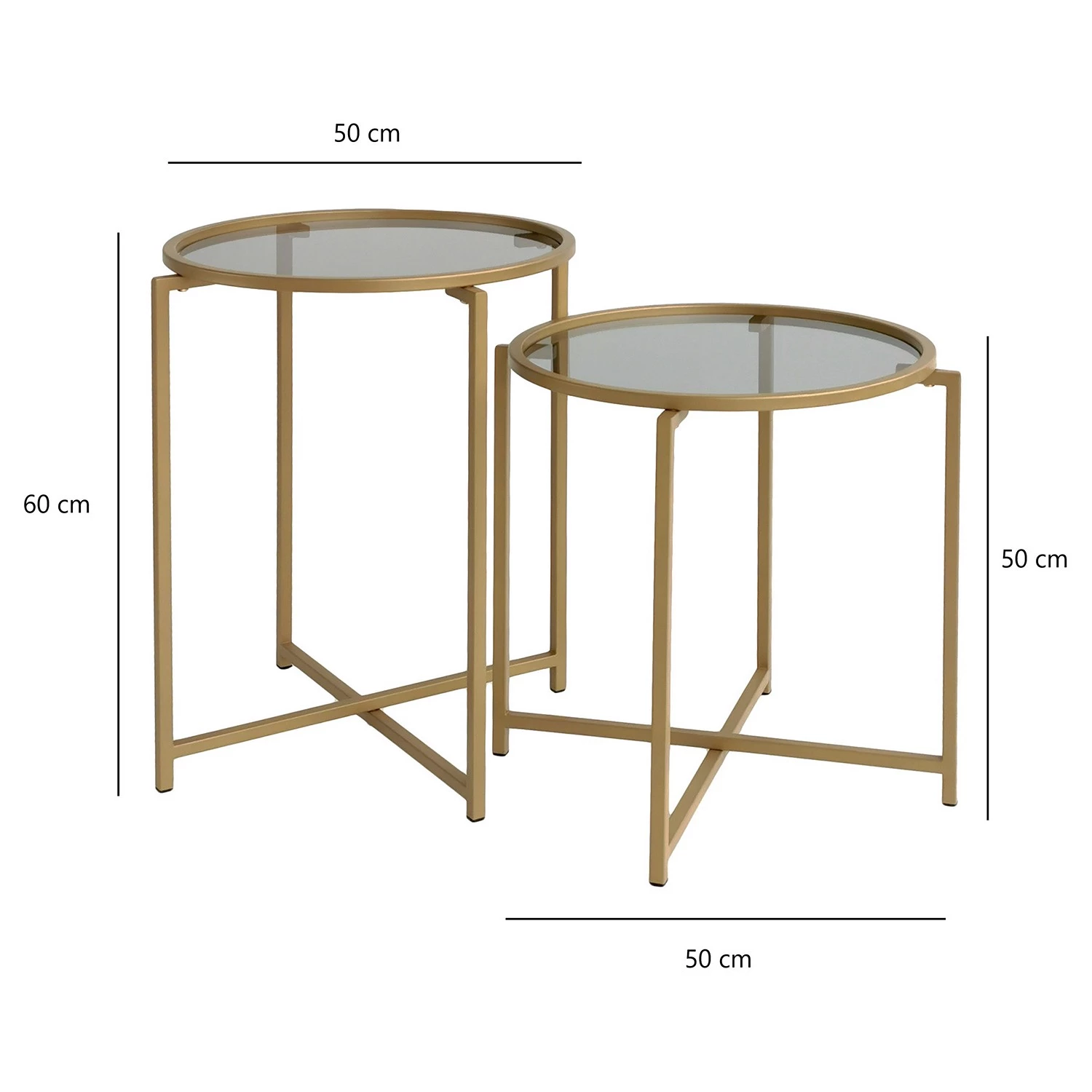 Loftscape Tables gigognes Guichen III (lot de 2) - Verre / Métal - Noir fumé / Doré 11 Loftscape Tables gigognes Guichen III (lot de 2) - Verre / Métal - Noir fumé / Doré – Image 9