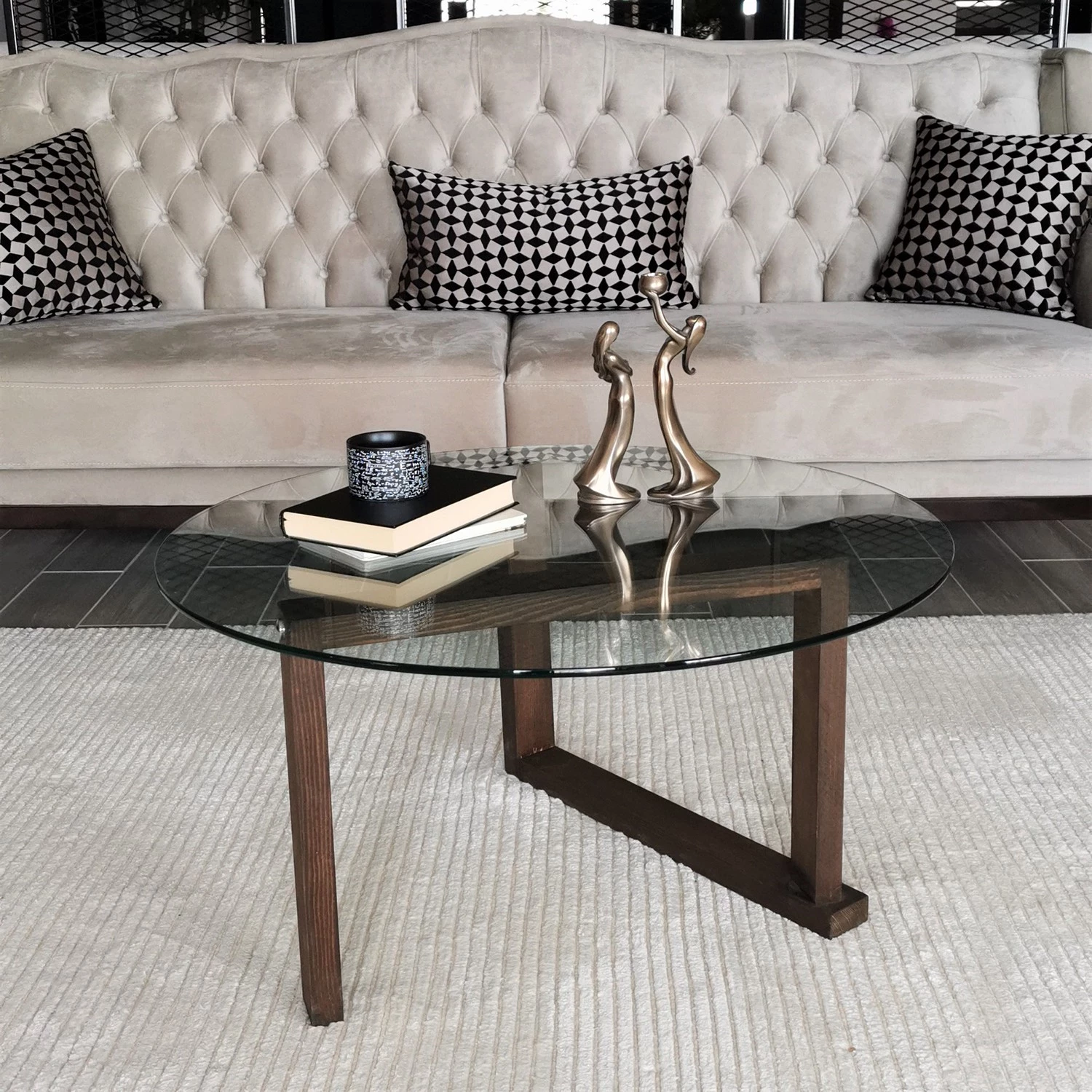 Loftscape Table basse Yoxford II - Verre / Noyer massif - Noyer 4 Loftscape Table basse Yoxford II - Verre / Noyer massif - Noyer – Image 2