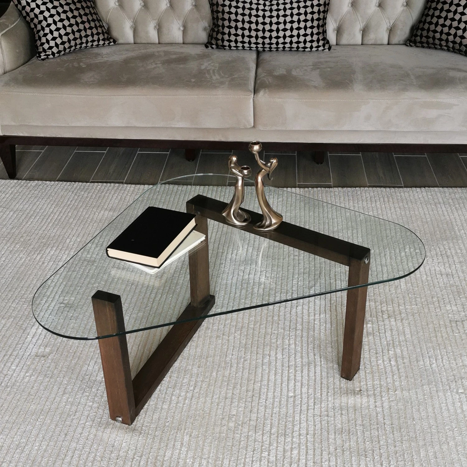 Loftscape Table basse Yorkton I - Verre / Noyer massif - Noyer 7 Loftscape Table basse Yorkton I - Verre / Noyer massif - Noyer – Image 5