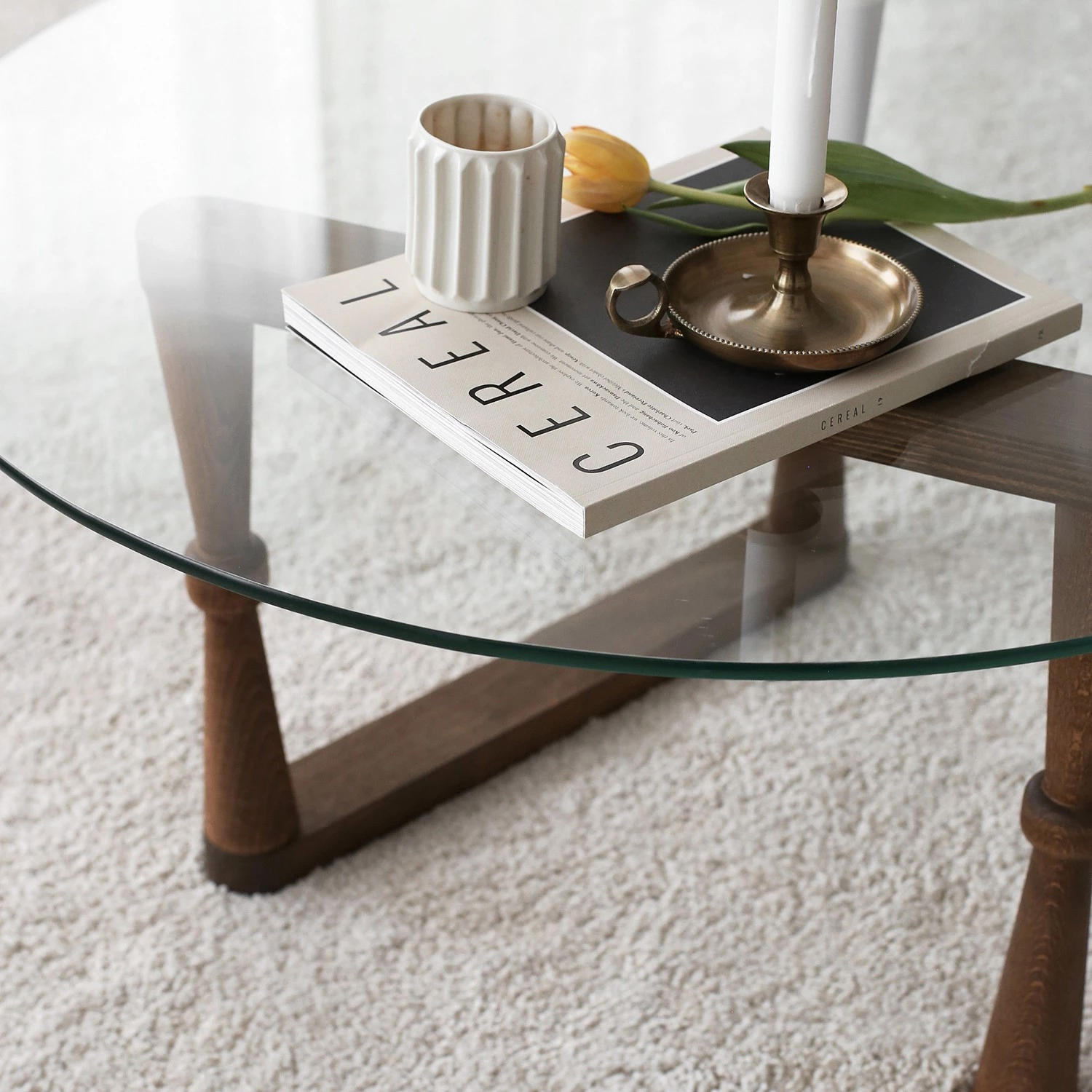 Loftscape Table basse Yoxford II - Verre / Noyer massif - Noyer 7 Loftscape Table basse Yoxford II - Verre / Noyer massif - Noyer – Image 5