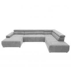 Fredriks Canapé panoramique Freetown - Microfibre - Gris lumineux - Méridienne courte à droite / longue à gauche (vue de face) -Meubles de salon Soldes 1000336174 220221 080 DETAILS P000000001000336174