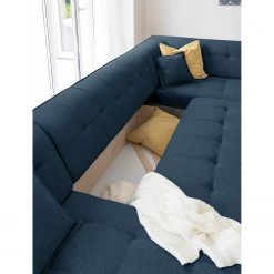 Norrwood Canapé panoramique Surribas - Tissu Lark: Bleu foncé - Méridienne courte à gauche / longue à droite (vue de face) -Meubles de salon Soldes 1000336927 220401 080 DETAILS P000000001000336927