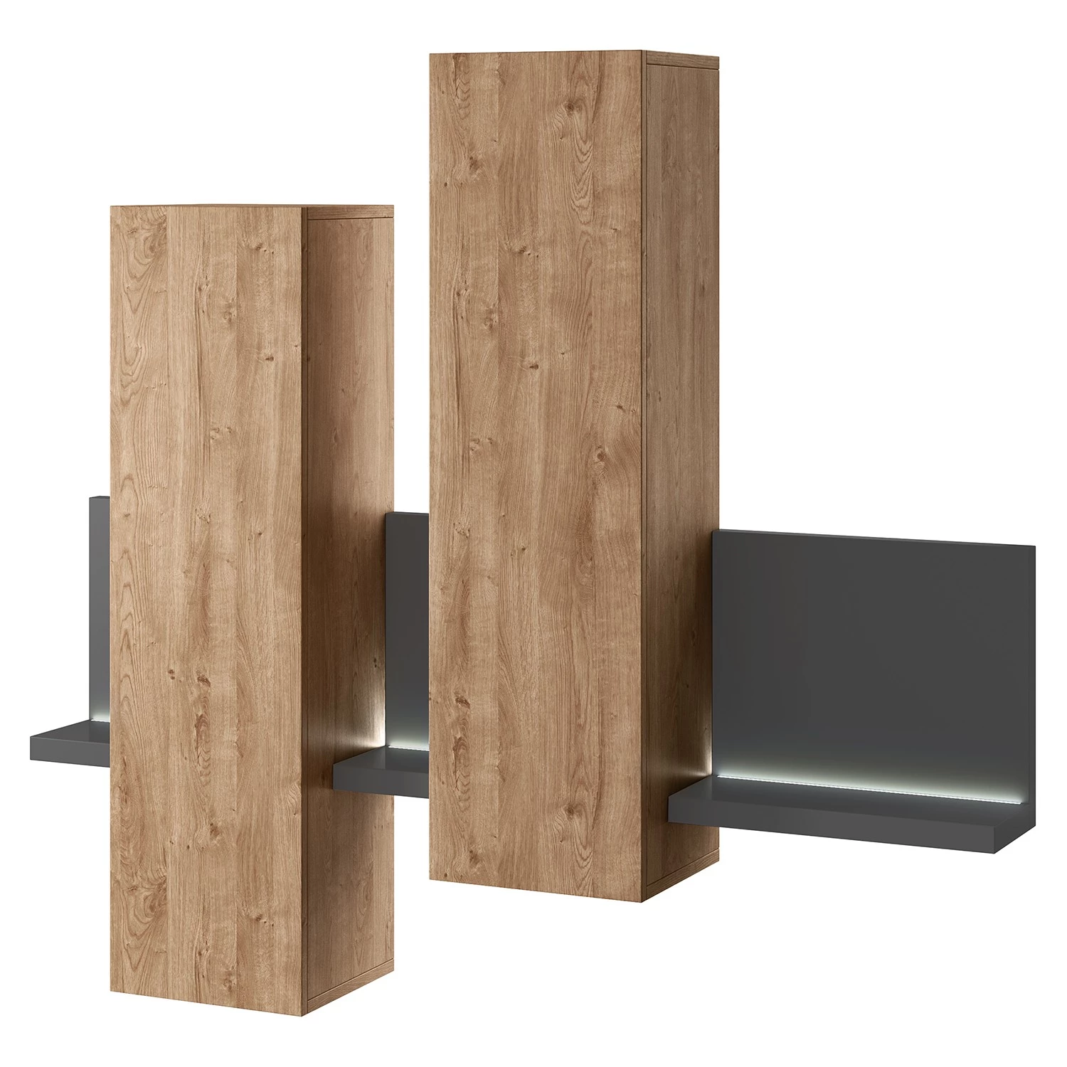 Loftscape Meuble haut Littor - Avec éclairage inclus - Anthracite / Imitation chêne 3 Loftscape Meuble haut Littor - Avec éclairage inclus - Anthracite / Imitation chêne