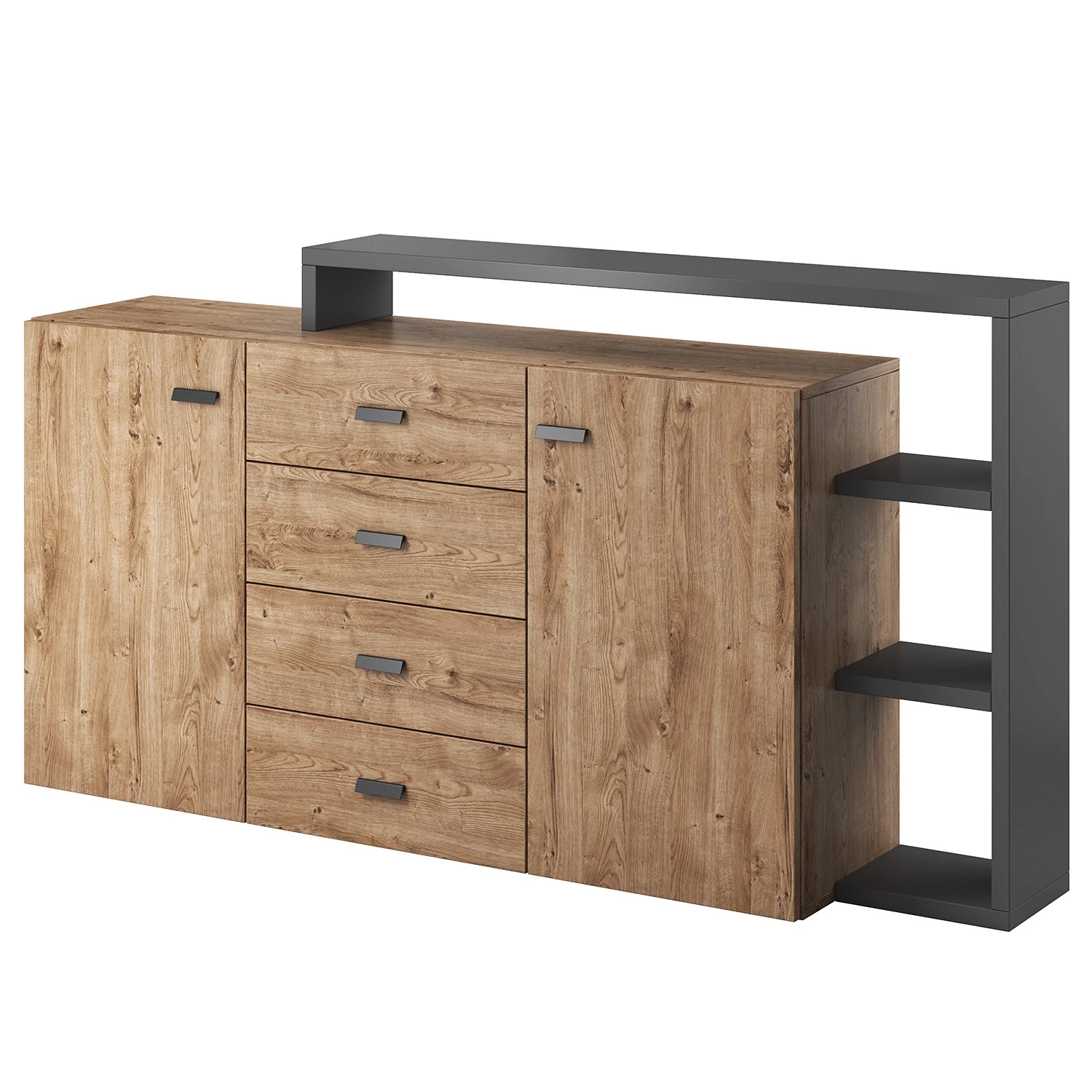 Loftscape Buffet Littor - Anthracite / Imitation chêne 3 Loftscape Buffet Littor - Anthracite / Imitation chêne