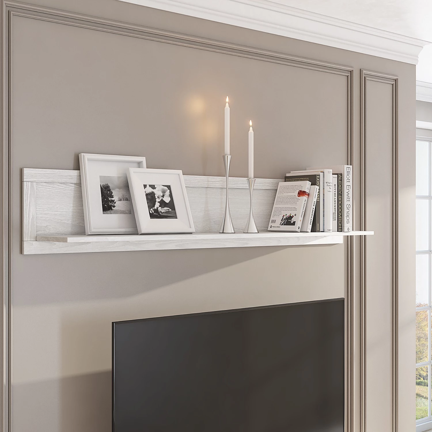 Ridgevalley Étagère murale Emmanuela - Imitation épicéa blanc 4 Ridgevalley Étagère murale Emmanuela - Imitation épicéa blanc – Image 2