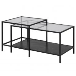 Red Living Tables gigognes Coogee VII (lot de 2) - Verre / Métal - Noir