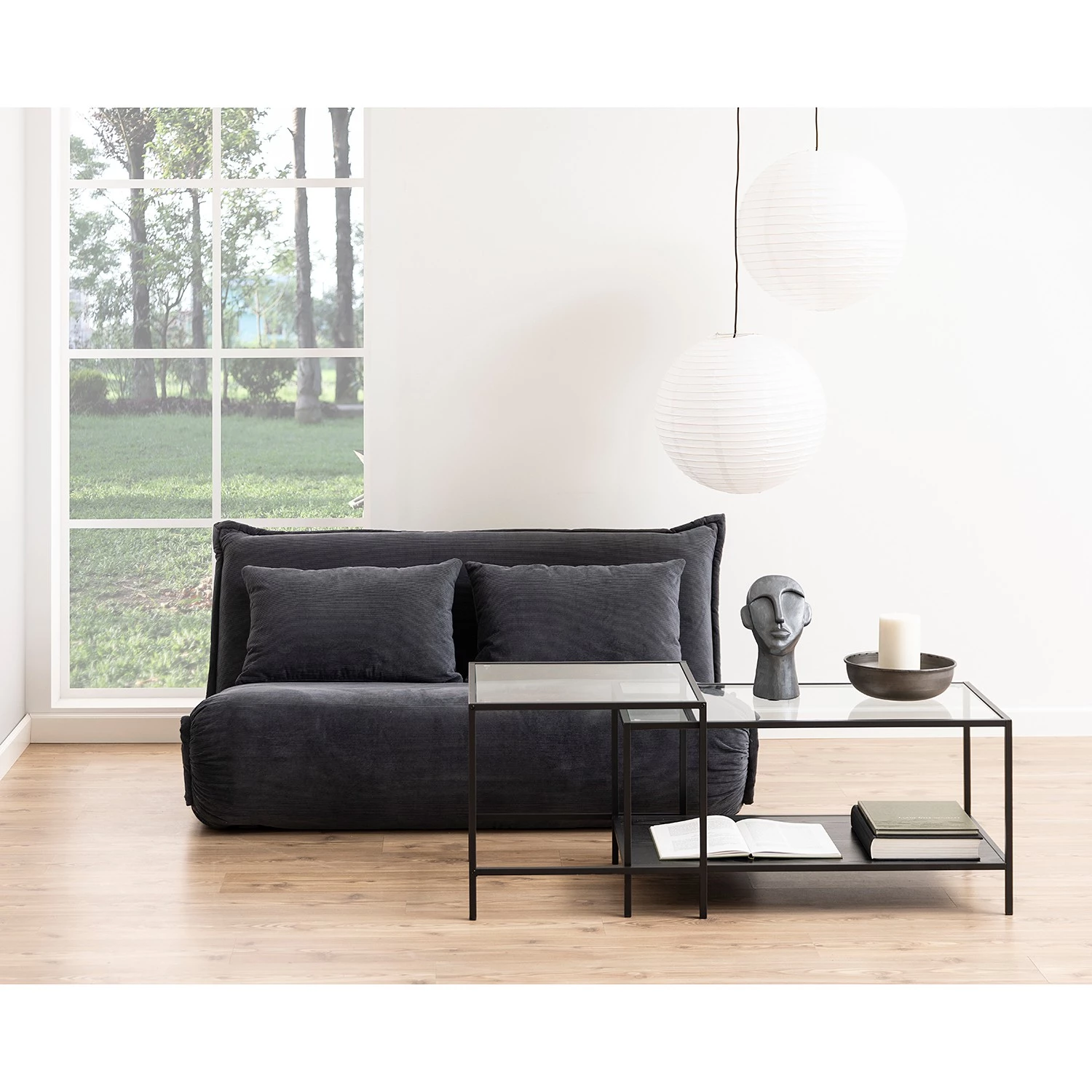 Red Living Tables gigognes Coogee VII (lot de 2) - Verre / Métal - Noir 4 Red Living Tables gigognes Coogee VII (lot de 2) - Verre / Métal - Noir – Image 2