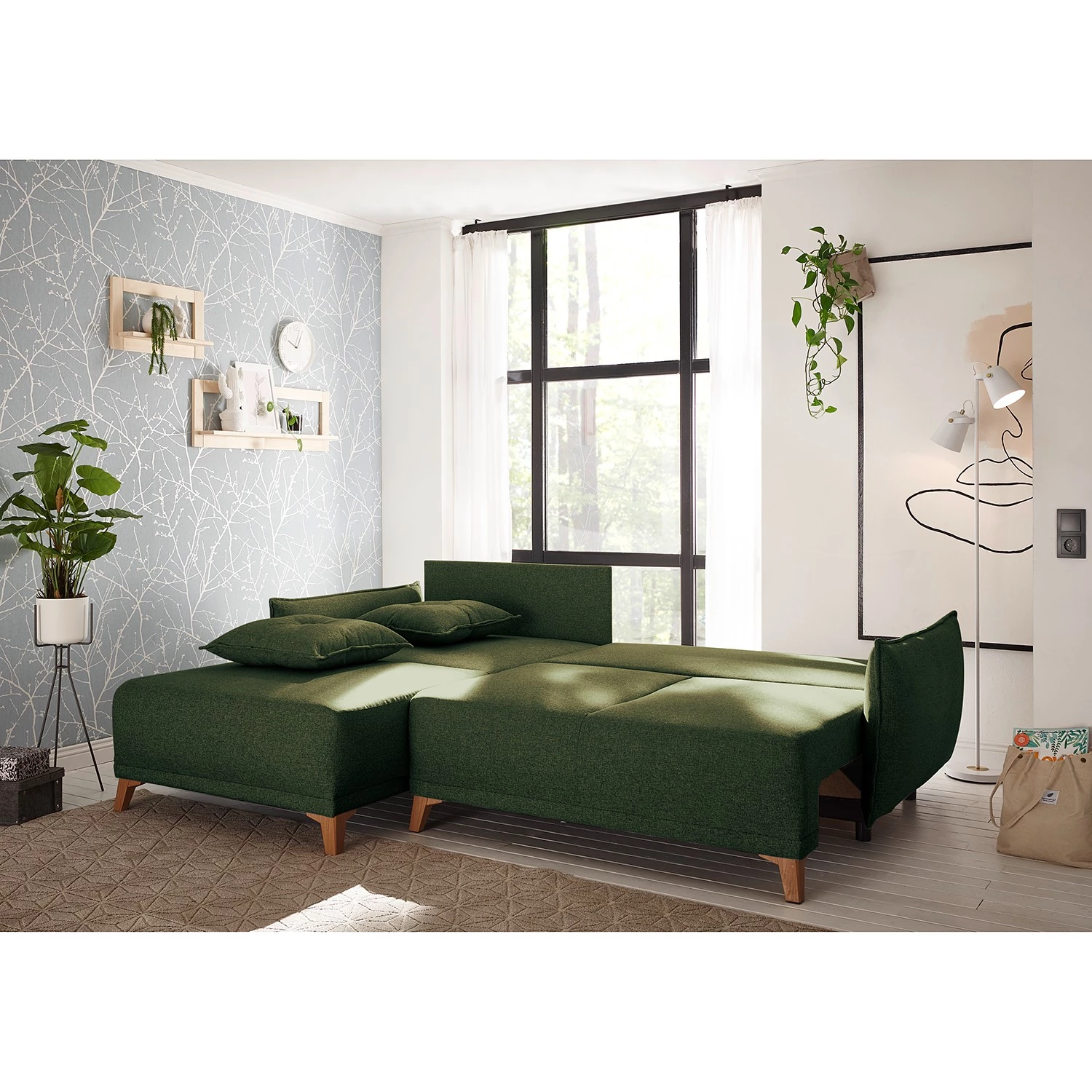 Norrwood Canapé d’angle Rutherford I - Tissu Denga / Microfibre Laci: Vert vieilli / Vert - Méridienne courte montable des deux côtés 5 Norrwood Canapé d’angle Rutherford I - Tissu Denga / Microfibre Laci: Vert vieilli / Vert - Méridienne courte montable des deux côtés – Image 3