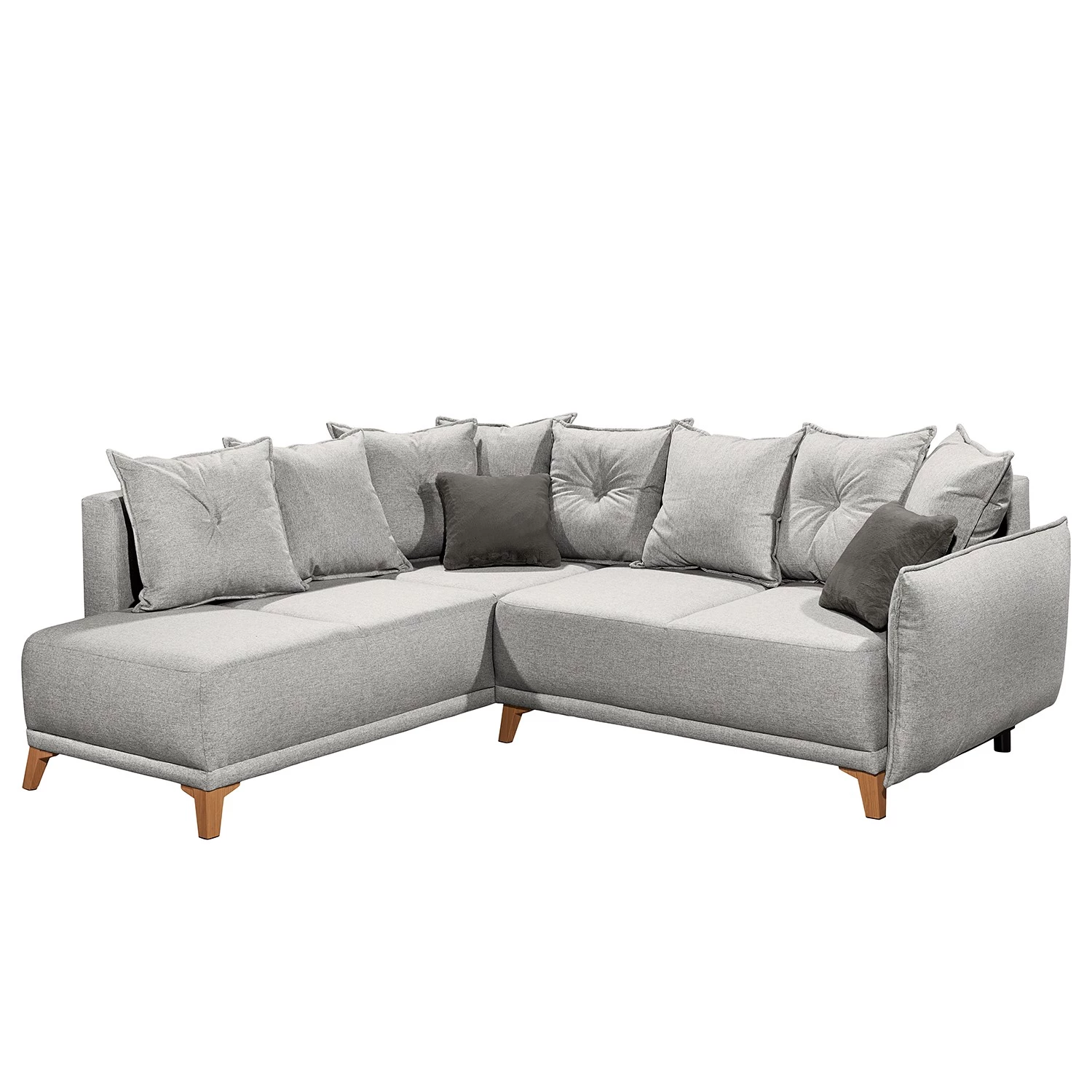 Mørteens Canapé d’angle Rutherford II - Tissu Denga / Microfibre Laci: Argent / Anthracite - Méridienne longue montable des deux côtés 3 Mørteens Canapé d’angle Rutherford II - Tissu Denga / Microfibre Laci: Argent / Anthracite - Méridienne longue montable des deux côtés