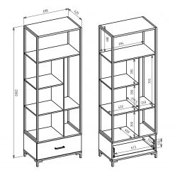 Red Living Étagères de bureau Sonny - Imitation chêne de Wotan / Noir -Meubles de salon Soldes 1000341080 220322 500 SKETCH DETAILS P000000001000341080 sketch