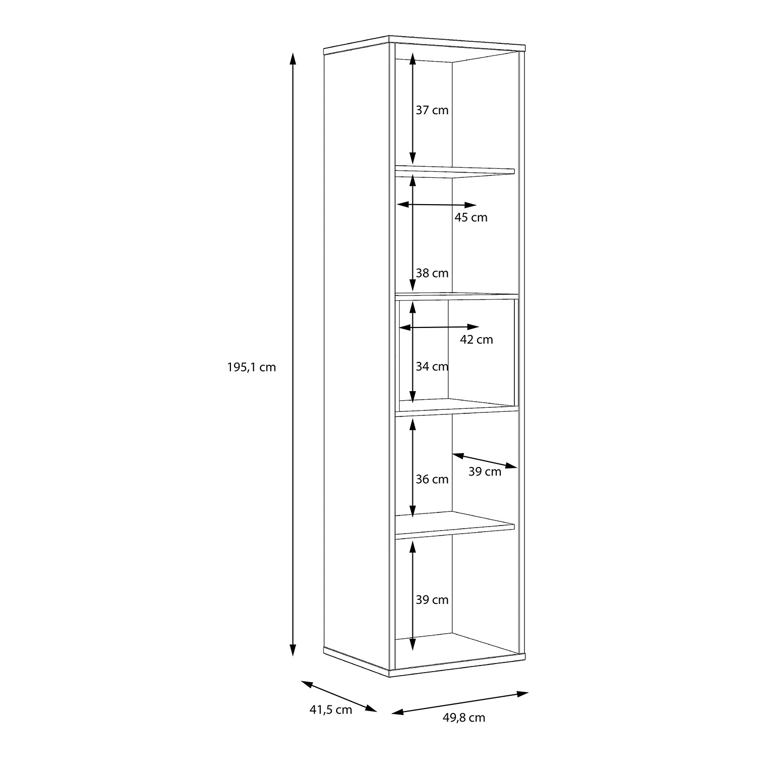 Loftscape Ensemble meubles TV Mazzo (4 éléments) - Noir / Imitation chêne artisan 17 Loftscape Ensemble meubles TV Mazzo (4 éléments) - Noir / Imitation chêne artisan – Image 15