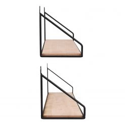 Loftscape Étagères murales Chevron Love (lot de 2) - Métal - Noir / Imitation chêne -Meubles de salon Soldes 1000341914 220323 040 DETAILS P000000001000341914