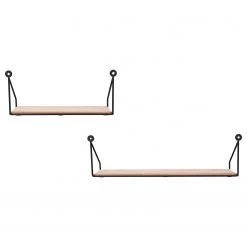 Loftscape Étagères murales Chevron Love (lot de 2) - Métal - Noir / Imitation chêne -Meubles de salon Soldes 1000341914 220323 050 DETAILS P000000001000341914