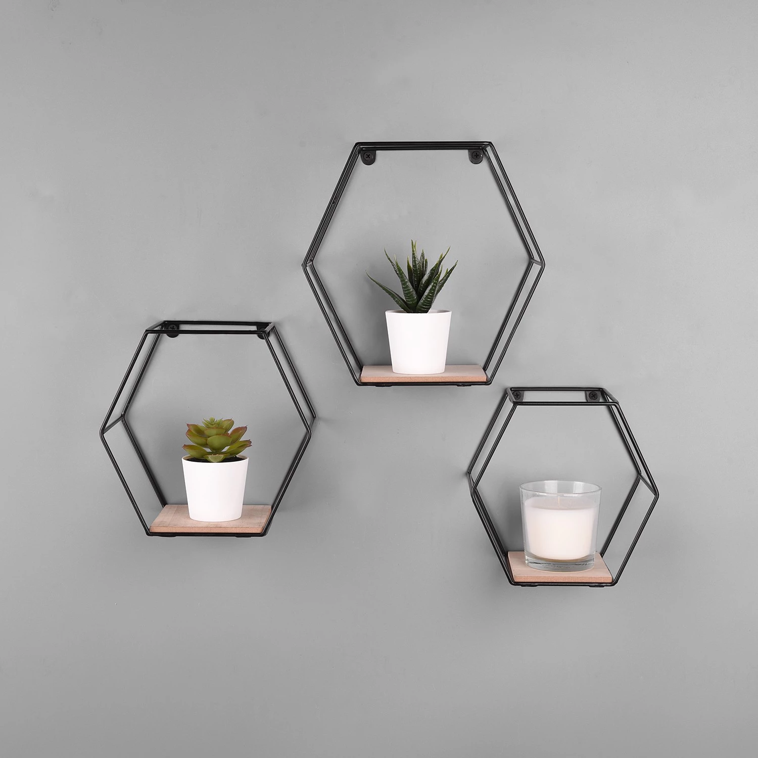 Loftscape Étagères murales Comfortline (lot de 3) - Métal - Noir / Imitation chêne 5 Loftscape Étagères murales Comfortline (lot de 3) - Métal - Noir / Imitation chêne – Image 3