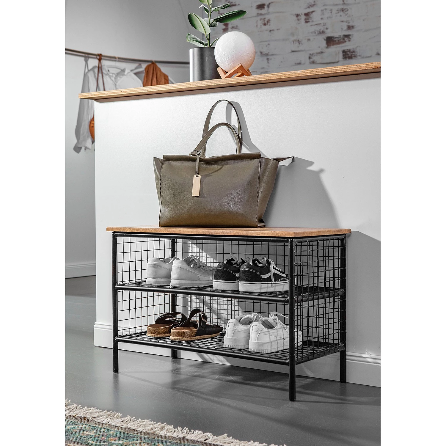 Red Living Étagère à chaussures Ugo - Manguier massif / Métal - Manguier / Noir 3 Red Living Étagère à chaussures Ugo - Manguier massif / Métal - Manguier / Noir – Image 2