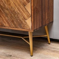 Red Living Buffet haut Nook - Manguier massif / Métal - Manguier / Doré -Meubles de salon Soldes 1000341972 220331 063 DETAILS P000000001000341972