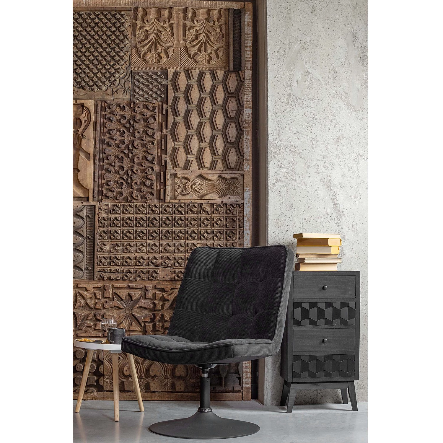 Red Living Bout de canapé Tyrone - Pin noir - Hauteur : 79 cm 4 Red Living Bout de canapé Tyrone - Pin noir - Hauteur : 79 cm – Image 2