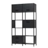 Red Living Étagère Sarhua - Pin massif / Métal - Pin noir / Noir