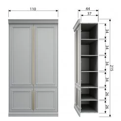 Ridgevalley Armoire Scudo - Pin massif - Pin blanc - Profondeur : 44 cm -Meubles de salon Soldes 1000342111 220401 500 SKETCH DETAILS P000000001000342111 sketch