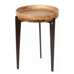 Tom Tailor Bout de canapé Richland I - Manguier massif / Aluminium - Manguier / Noir