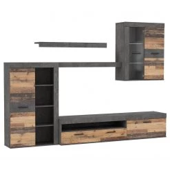 Loftscape Ensemble meubles TV Sacaton - Imitation bois recyclé / Imitation béton -Meubles de salon Soldes 1000342477 220404 032 DETAILS P000000001000342477