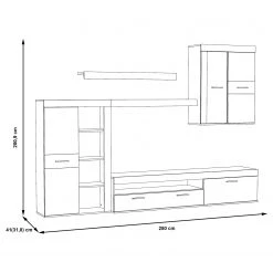 Loftscape Ensemble meubles TV Sacaton - Imitation bois recyclé / Imitation béton -Meubles de salon Soldes 1000342477 220404 500 SKETCH DETAILS P000000001000342477 sketch