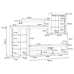 Loftscape Ensemble meubles TV Sacaton - Imitation bois recyclé / Imitation béton -Meubles de salon Soldes 1000342477 220404 501 SKETCH DETAILS P000000001000342477 sketch