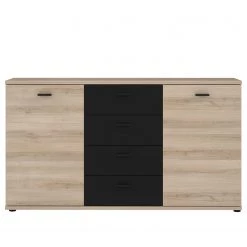 Loftscape Buffet Piemont I - Noir / Imitation chêne Bianco -Meubles de salon Soldes 1000342479 220404 030 DETAILS P000000001000342479