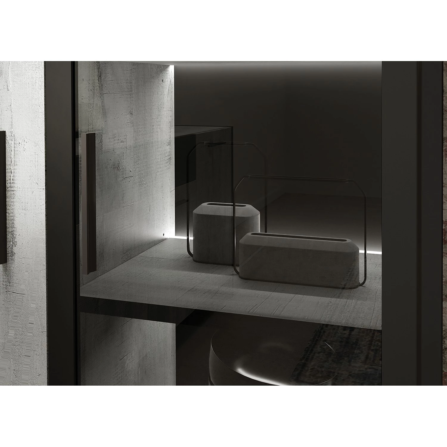 Loftscape Ensemble meubles TV Sahil (4 éléments) - Imitation chêne Sorrento gris / Noir 12 Loftscape Ensemble meubles TV Sahil (4 éléments) - Imitation chêne Sorrento gris / Noir – Image 10