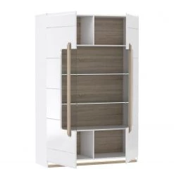 Loftscape Vitrine Toscana - Éclairage inclus Blanc brillant / Imitation chêne Nelson -Meubles de salon Soldes 1000342510 220331 040 DETAILS P000000001000342510