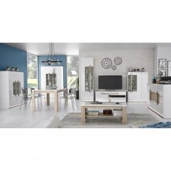 Loftscape Vitrine Toscana - Éclairage inclus Blanc brillant / Imitation chêne Nelson -Meubles de salon Soldes 1000342510 220413 020 MOOD DETAILS P000000001000342510 mood