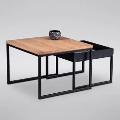 Red Living Table basse Savate II - Chêne sauvage massif / Métal - Chêne sauvage / Noir -Meubles de salon Soldes 1000343564 220401 045 DETAILS P000000001000343564