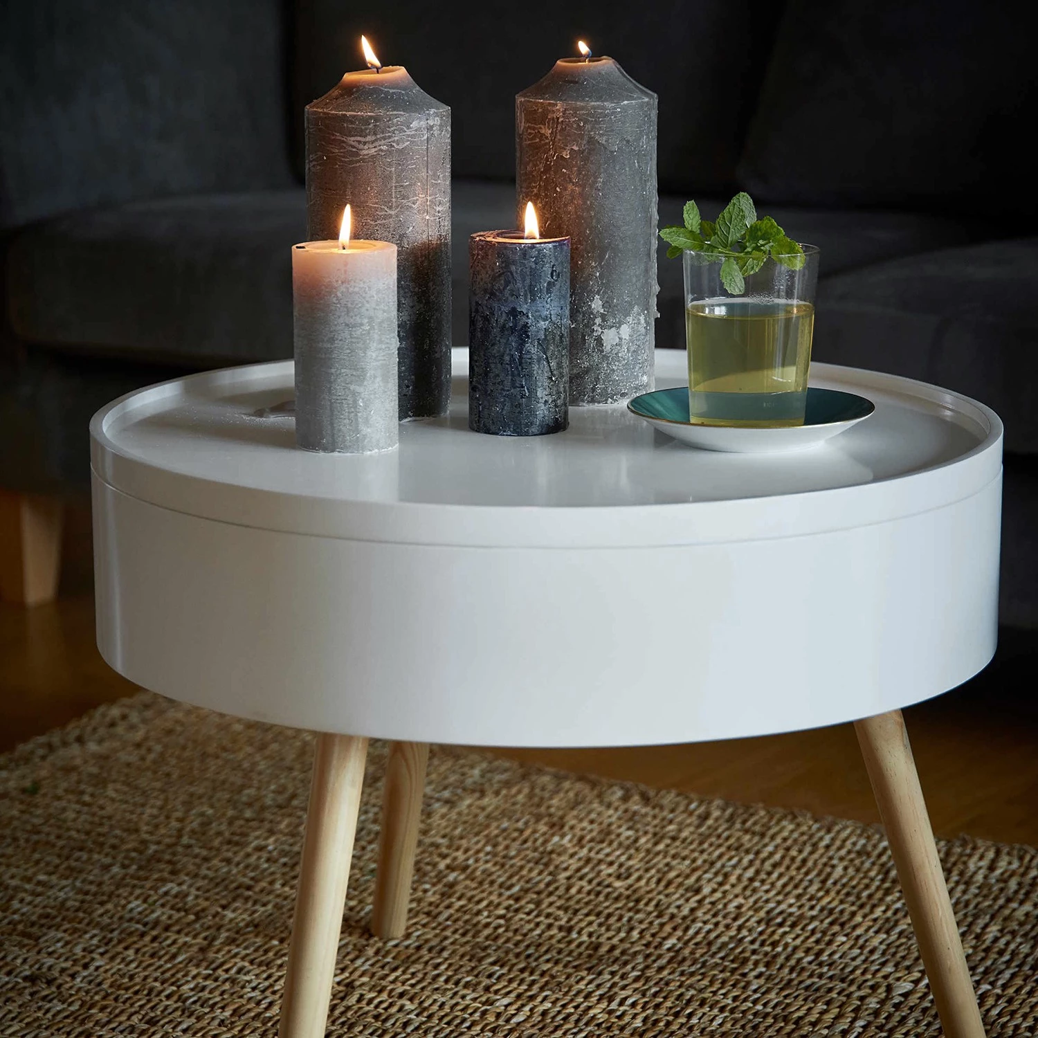 Butlers Bout de canapé COFFEE TIME - Pin - Blanc 4 Butlers Bout de canapé COFFEE TIME - Pin - Blanc – Image 2