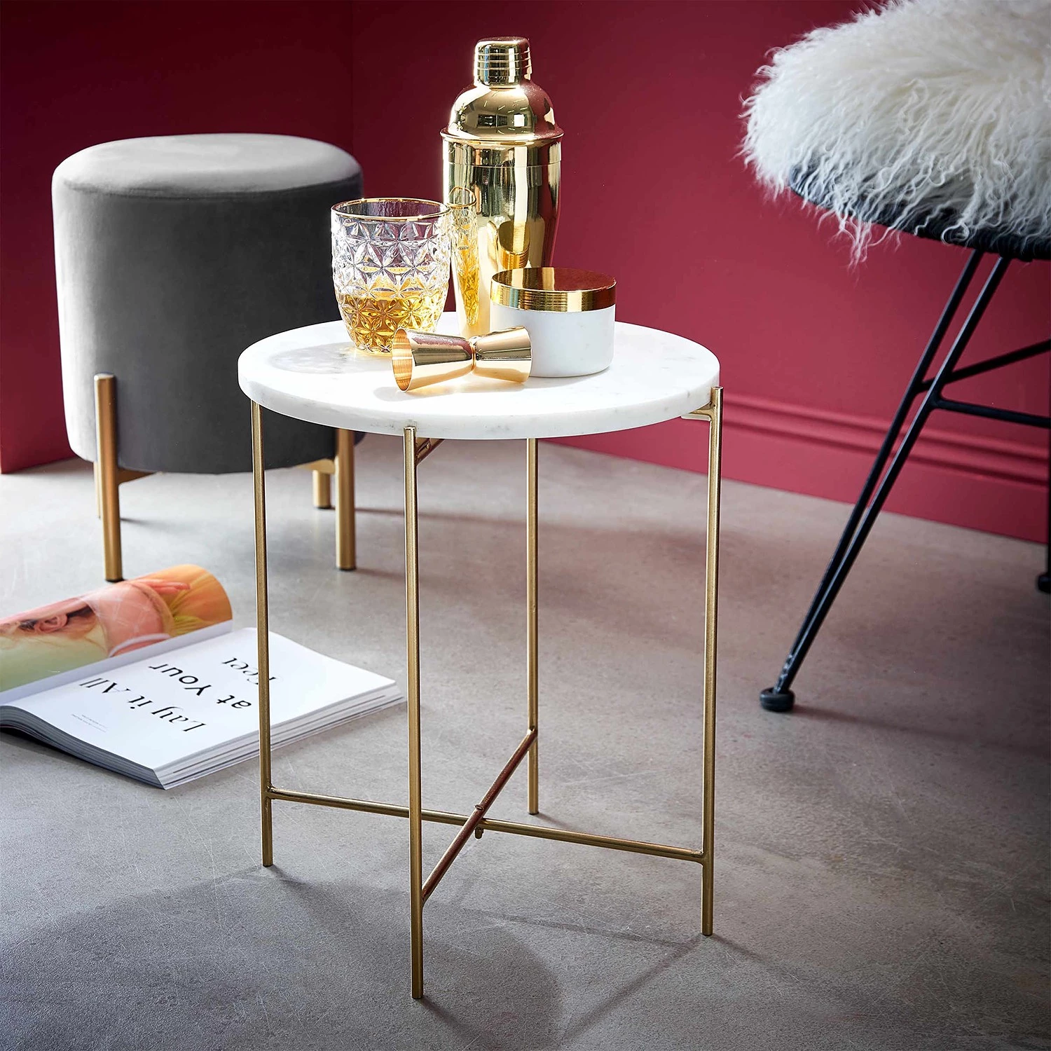 Butlers Bout de canapé MARBLE - Marbre / Fer - Blanc 4 Butlers Bout de canapé MARBLE - Marbre / Fer - Blanc – Image 2