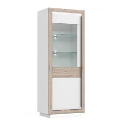 Loftscape Vitrine Wilander - Éclairage inclus - Blanc brillant / Imitation chêne Nelson -Meubles de salon Soldes 1000344666 220414 030 DETAILS P000000001000344666