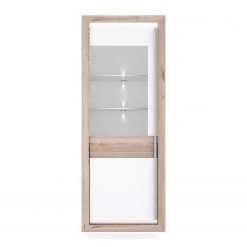 Loftscape Vitrine Wilander - Éclairage inclus - Blanc brillant / Imitation chêne Nelson -Meubles de salon Soldes 1000344666 220414 035 DETAILS P000000001000344666